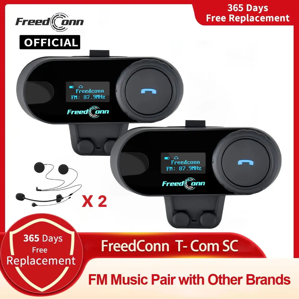Auriculares de intercomunicación Bluetooth FreedConn para motocicleta, auriculares inalámbricos para casco de motocicleta, intercomunicador con pantalla LCD y FM