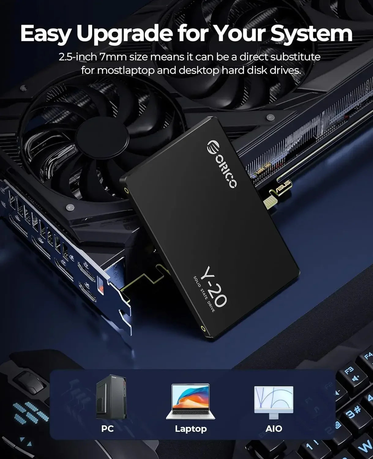 ORICO SATA III SSD 2.5 "disque SSD interne 3D NAND 512GB 1 to 2 to 4 to jusqu'à 550 mo/s pour mettre à niveau PC ordinateurs portables Y20