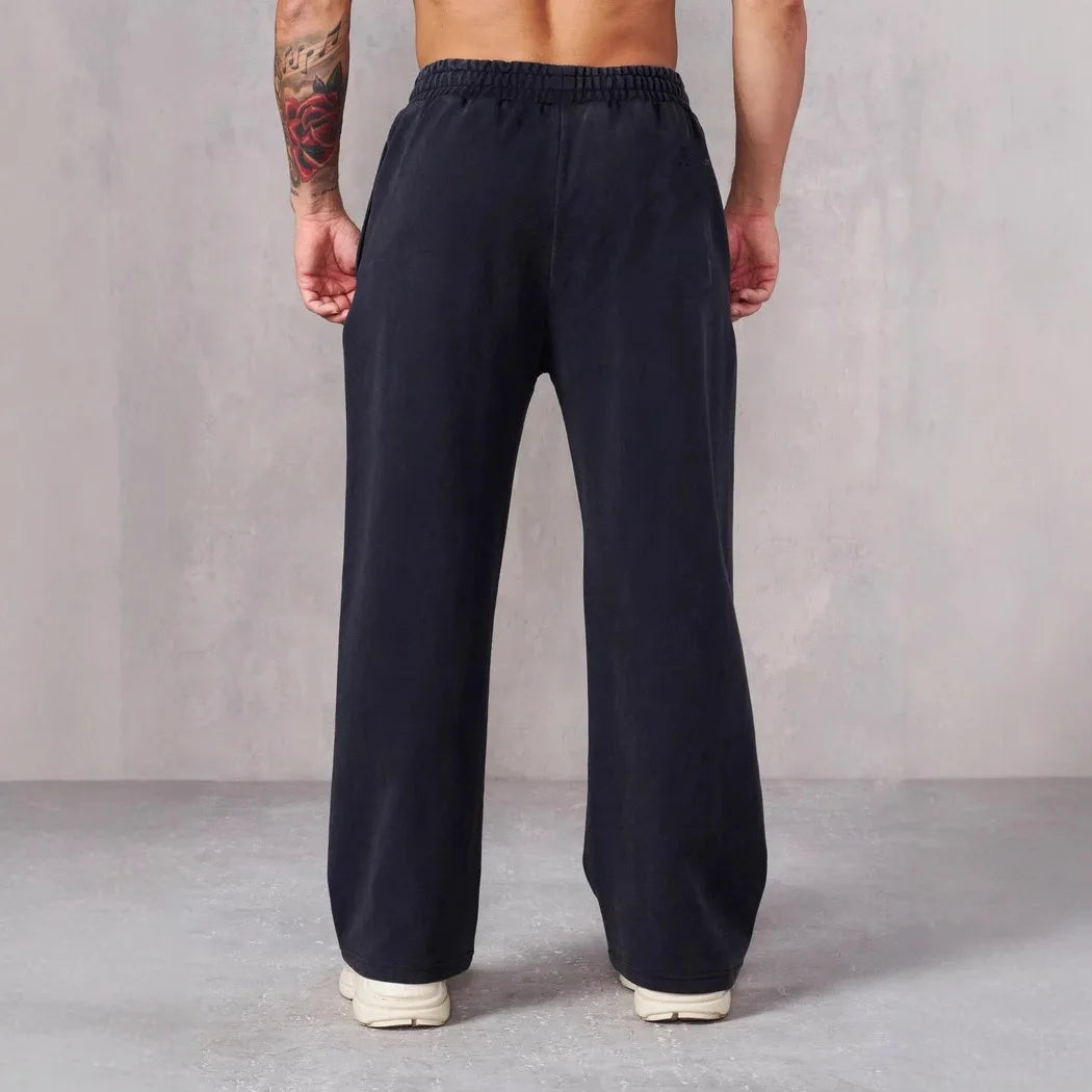 Pantalón de chándal cómodo de pernera recta para hombre, estilo retro Y2K, corte holgado, jogging hip hop, pantalón casual con bolsillos grandes