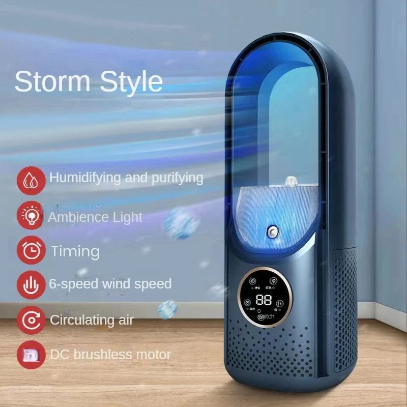 Refroidisseur d'air USB portable sans feuilles, ventilateur électrique, 6 vitesses, minuterie silencieuse, climatiseur, ventilateur de refroidissement, humidificateur, ventilateur de conditionnement