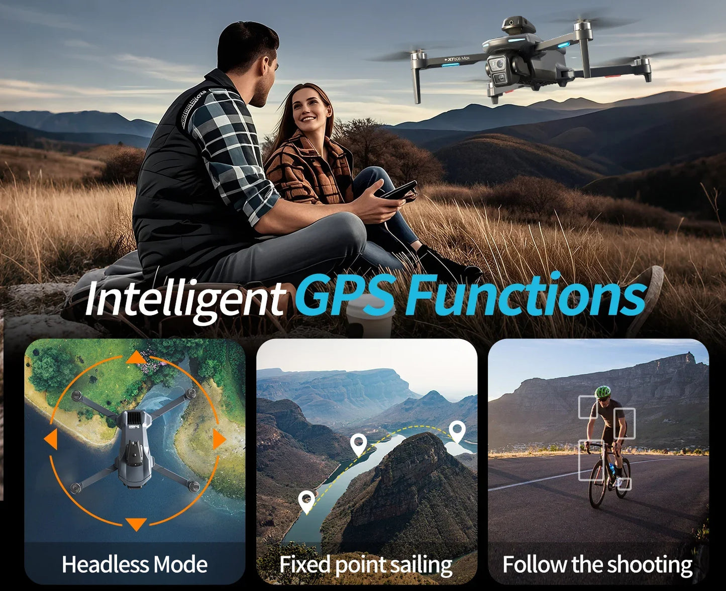 Drone GPS 8K sans fil — double caméra HD, WiFi 5G FPV, évitement d'obstacles, quadricoptère brushless RC