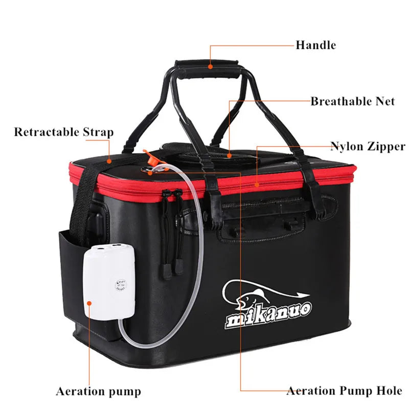 Seau de Pêche Pliant EVA — Réservoir Portable Poisson Vivant