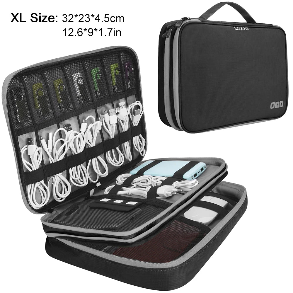 Clearance_Portable Electronic Accessories Travel Case, Cables Storage Bag Gadget Carry Bag for iPad, Cables, Power, USB Flash Drive