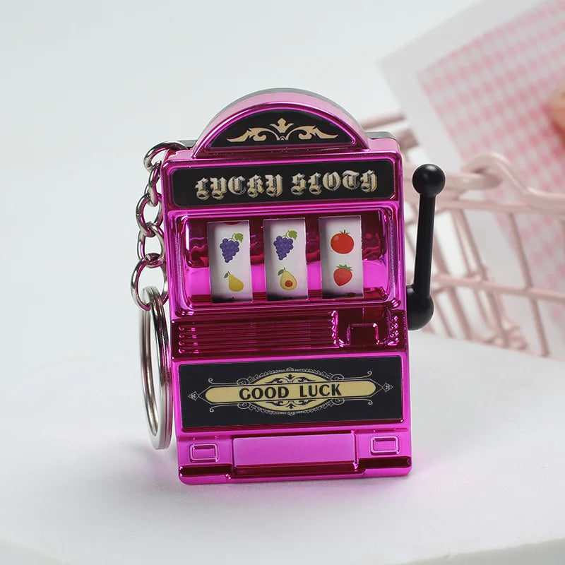 Porte-clés Machine à fentes de fruits, porte-bonheur Jackpot, Mini pendentif de Casino, breloque de sac, cadeaux de nouveauté pour enfants et adultes