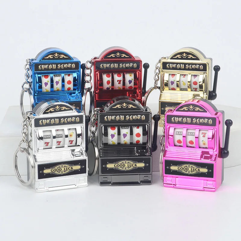Porte-clés Machine à fentes de fruits, porte-bonheur Jackpot, Mini pendentif de Casino, breloque de sac, cadeaux de nouveauté pour enfants et adultes