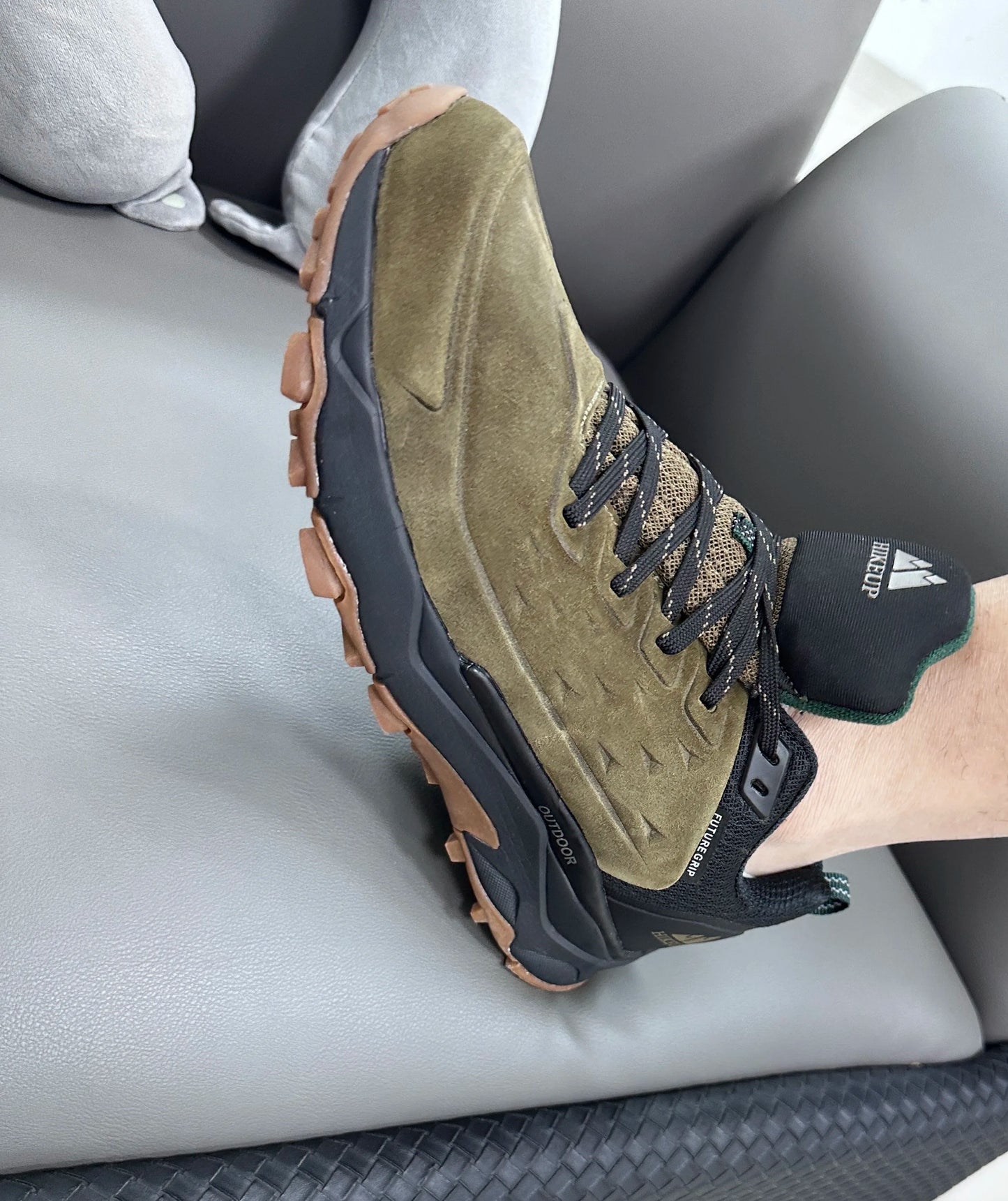 HIKEUP chaussures de randonnée pour hommes Sports de plein air Camping chasse marche chaussure daim cuir véritable respirant Sneaker antidérapant