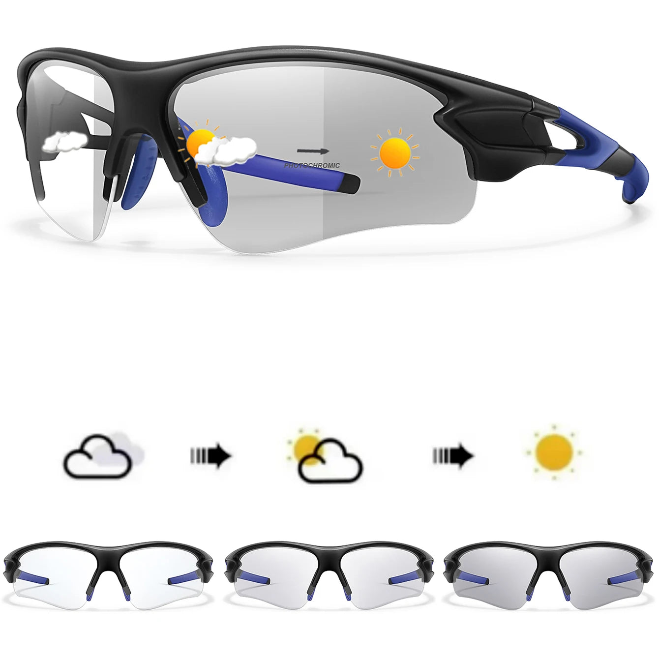 Lunettes de soleil photochromiques pour hommes et femmes, lunettes de sport de plein air, pêche, cyclisme, course à pied, conduite, marque de mode