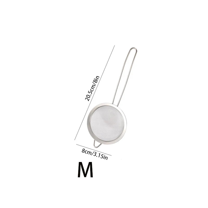 Passoire à mailles fines en acier inoxydable, avec poignée et crochet robustes, tamis pour jus de lait de soja, outils de cuisine 3 pièces
