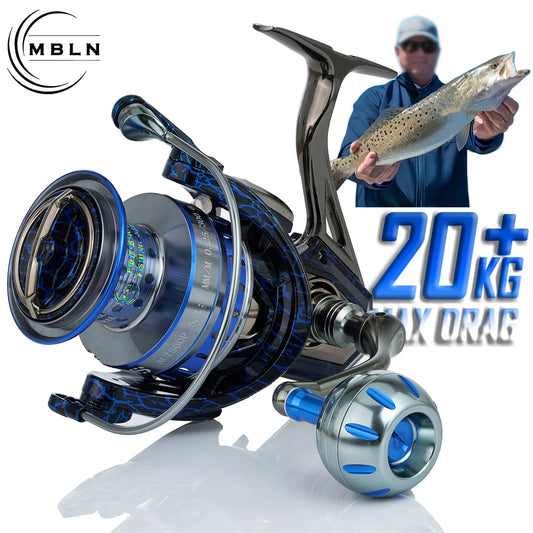 Marca MBLN, carrete de pesca Spinning, 90% todo de metal, engranaje, bobina, pie y mango de aleación, rodamiento de bolas de acero 5 + 1, combinación de agua salada y dulce