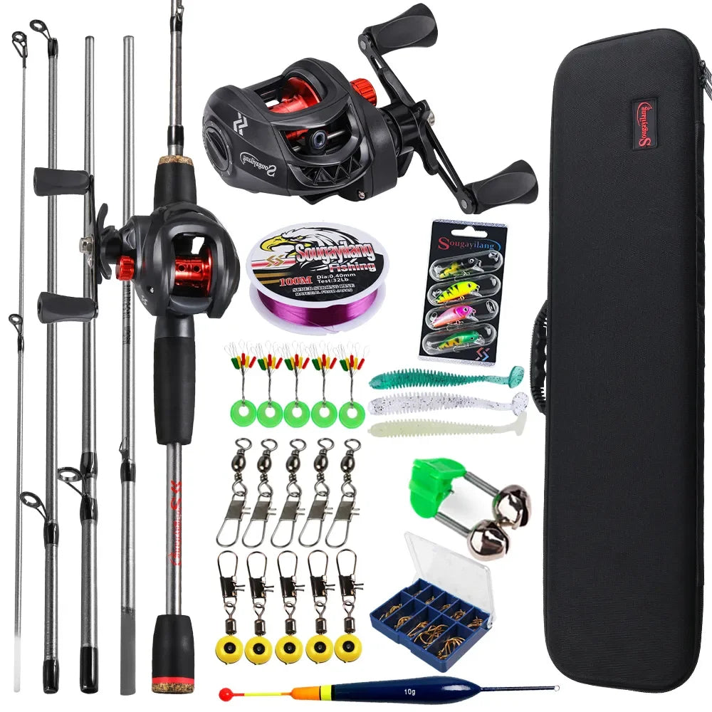Sougayilang-Kit complet de moulinet de pêche Baitcasting, section Chlor5, rapport de vitesse 7.2:1, pêche au bar et à la carpe, le plus récent