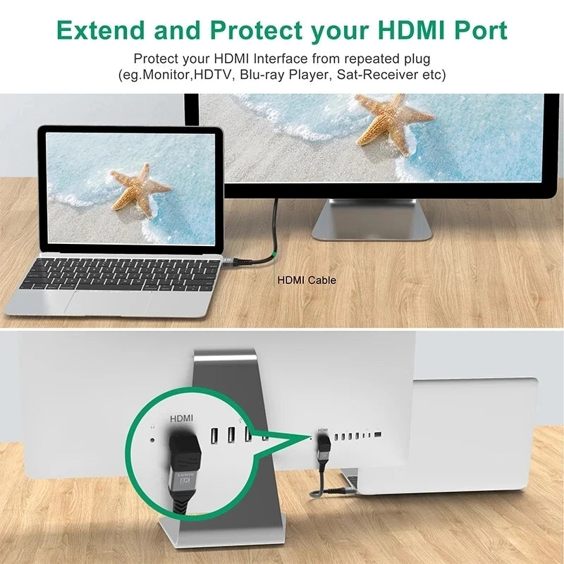 Adaptateur HDMI 2.1 8K — 90/270 degrés, mâle à femelle, 8K60Hz, 4K120Hz, 48Gbps, HDTV, PC