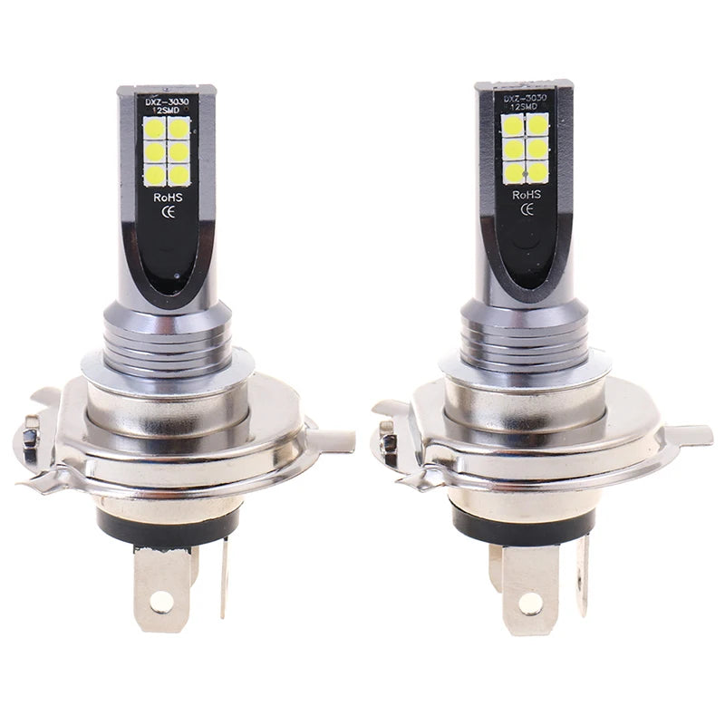 Ampoules LED H4 200W 12000LM Hi/Lo — Phare Antibrouillard Voiture Remplacement