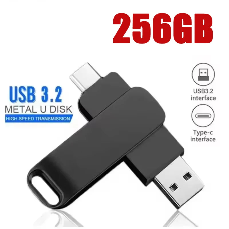 Clé USB 3.2 2-en-1 pour Xiaomi, 512 Go, disque U 256 Go, haute vitesse, en métal, étanche, Type-C, clé USB, lecteur USB