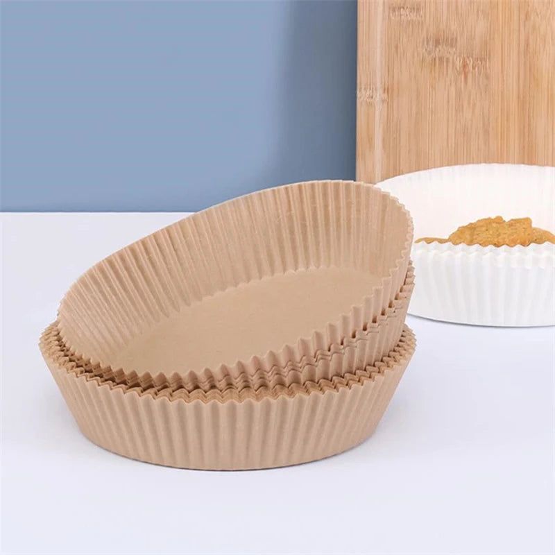 Papel antiadherente para freidora de aire y pollo, papeles redondos para hornear, revestimientos de papel, accesorios de cocina, 50 piezas, 100 piezas
