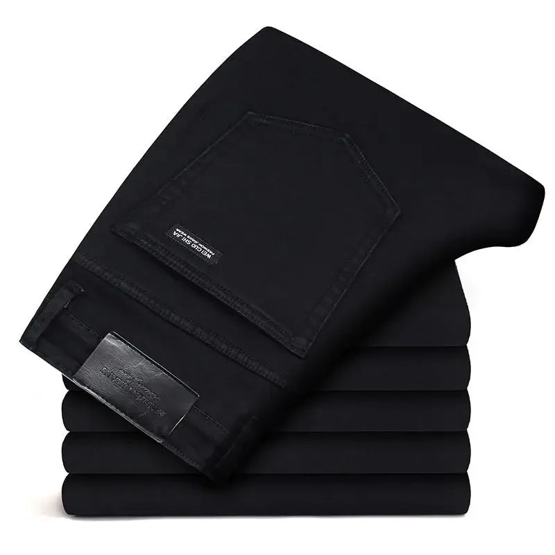 Jean Homme Classique Stretch Noir — Biker Denim Coupe Ajustée
