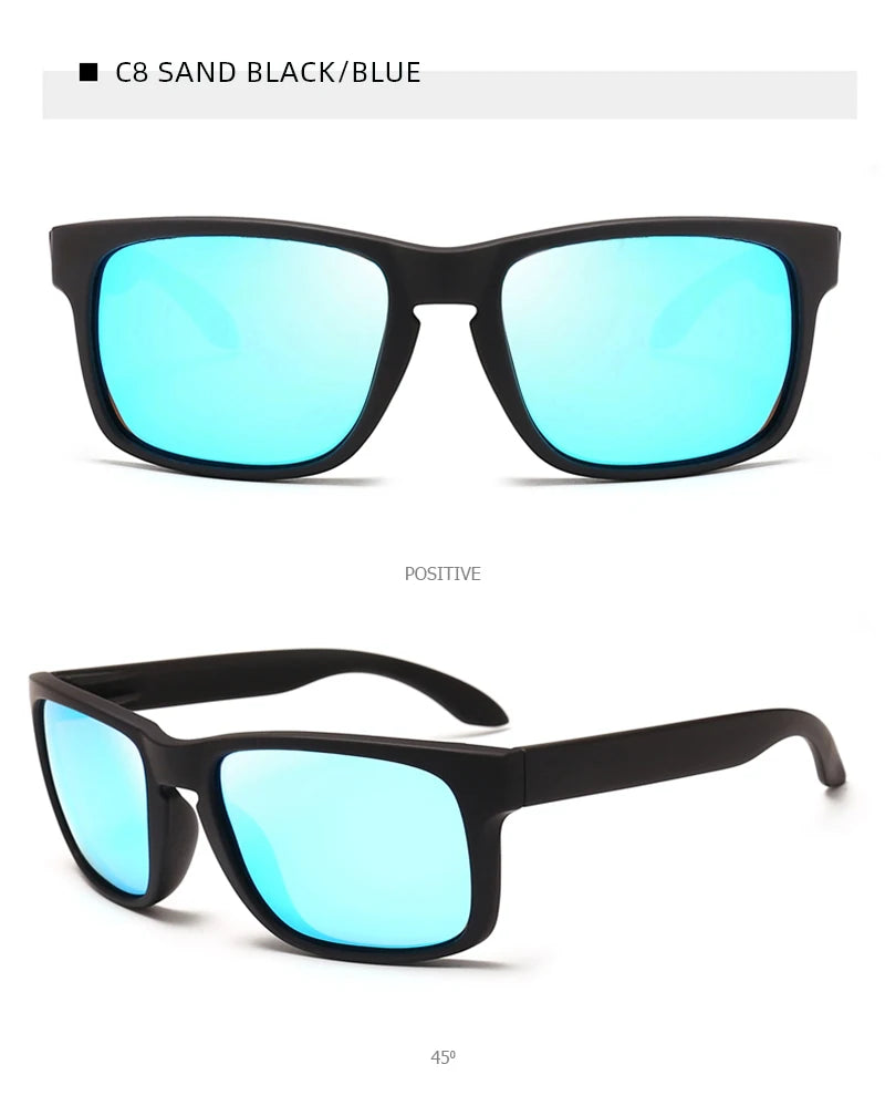 Lunettes de soleil polarisées carrées classiques pour hommes et femmes, Vintage, en plastique, élégantes, noires, pour Sports de plein air, UV400