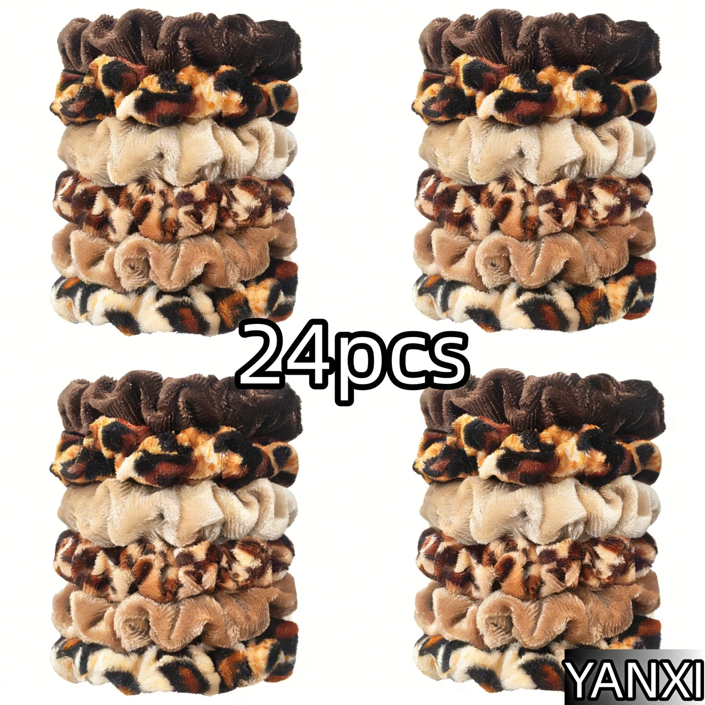 24/50/6 piezas de coleteros para mujer, accesorios de boutique de terciopelo, bonito estampado de leopardo, banda elástica de alta calidad, cinta para el pelo, lazo para cola de caballo