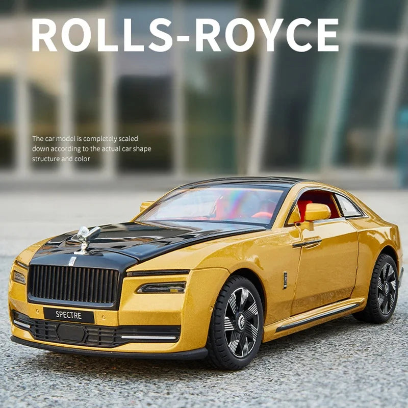 Rolls Royce Spectre Alloy Car Model for Boys, Simulation, Sound, Light, Collectible Metal Toys, Vehicles, Tire, Child, 1/24 Scale
