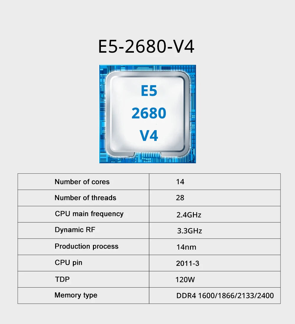 SOYO X99 jeu de carte mère C612 Chipset TPM2.0 broche avec E5 2680 V4 CPU et DDR4 16G (2*8G) 2133MHz RAM PCIE3.0 pour ordinateur de bureau