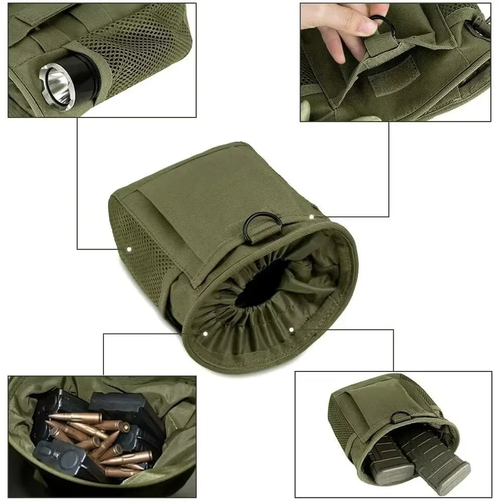 Pochette de décharge Molle, pochette de récupération de magazines de chasse, sac de munitions à cordon de serrage, sac banane de taille, sac étui réglable