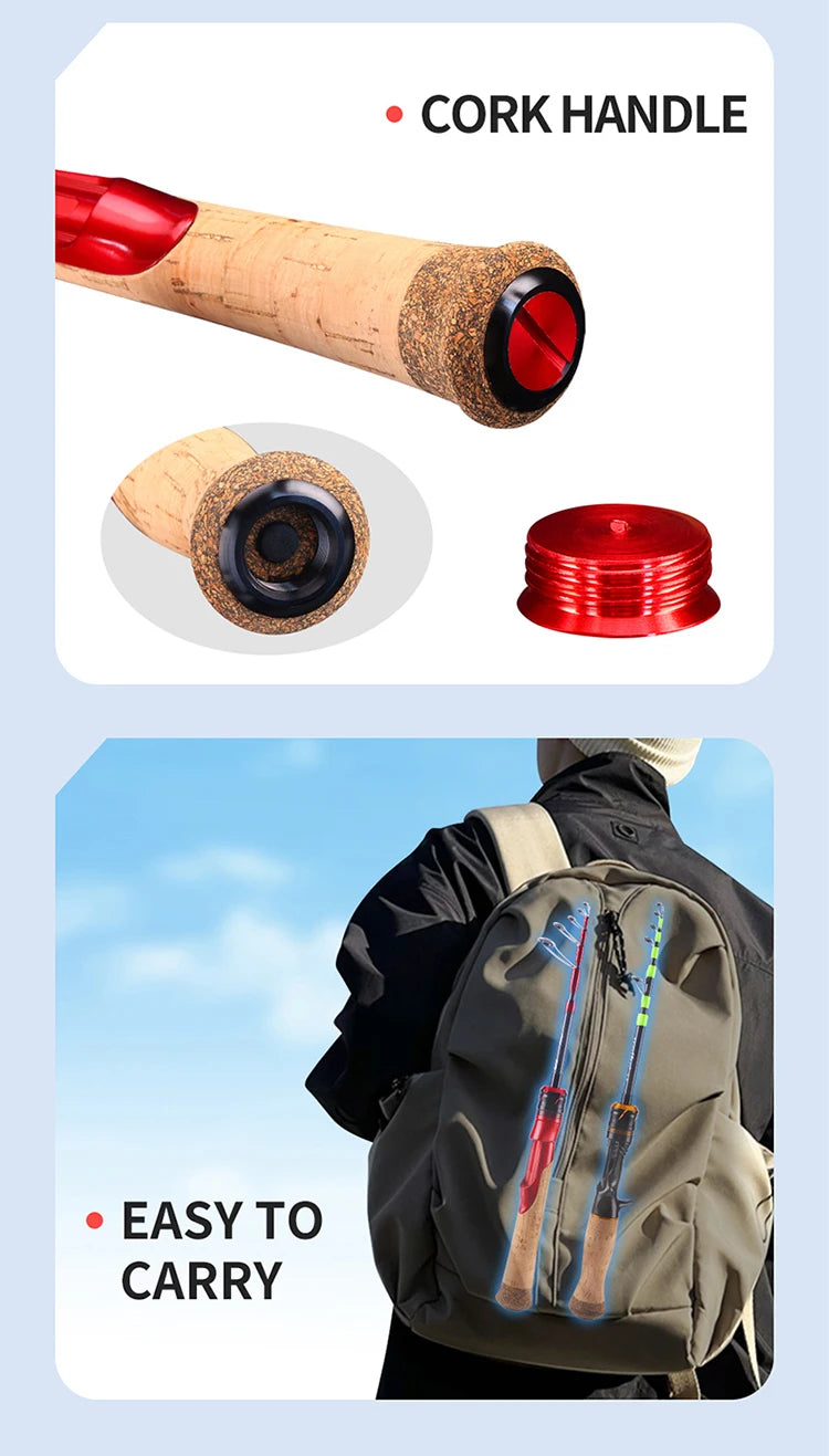 WEIHE 1.5m 1.68m Shuiyan canne à pêche télescopique portable en carbone cannes à pêche pour petit leurre utilisation filature canne à pêche pesca
