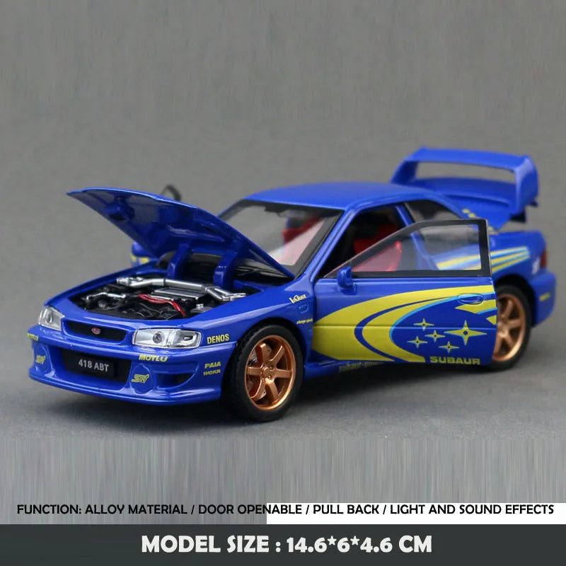 Simulation 1:32 Subaru Impreza WRX 22B STI Modified Diecast Alloy Metal Car Model Miniature Car for Kids Boys Birthday Gift