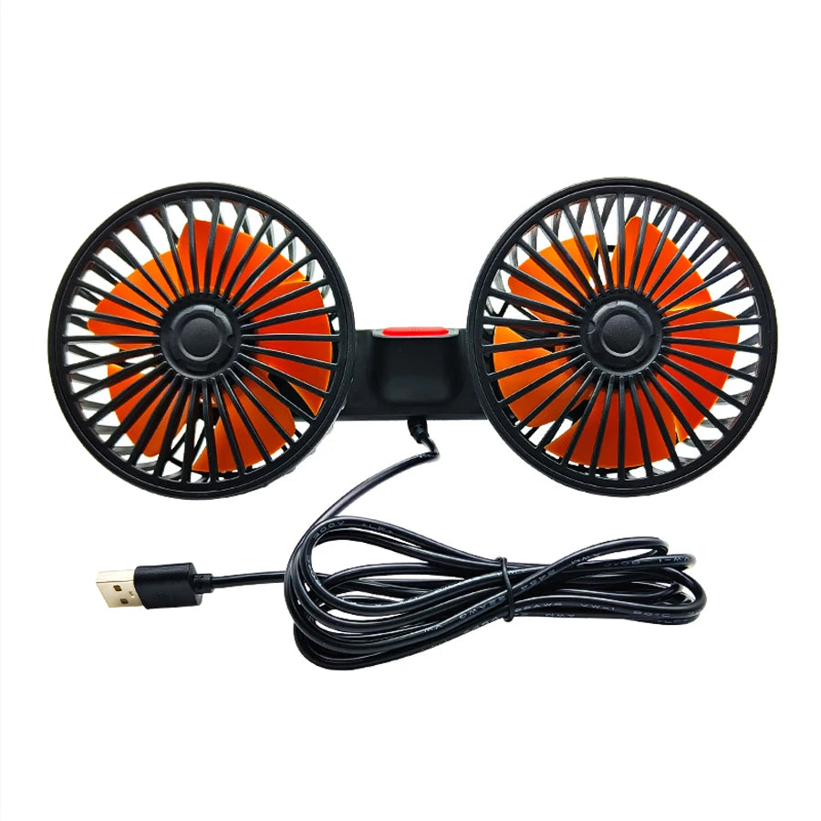 Ventilateur de voiture 360 °   Ventilateur de refroidissement arrière de siège de voiture à 3 vitesses, Charge USB, double tête, refroidisseur de cou à Rotation réglable pour accessoires de voiture et de maison