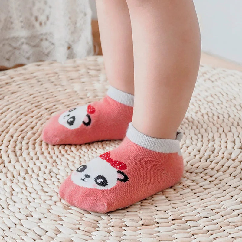 6 paires de chaussettes en coton pour enfants, motif Animal de dessin animé mignon, confortables, respirantes, antidérapantes, pour bébé