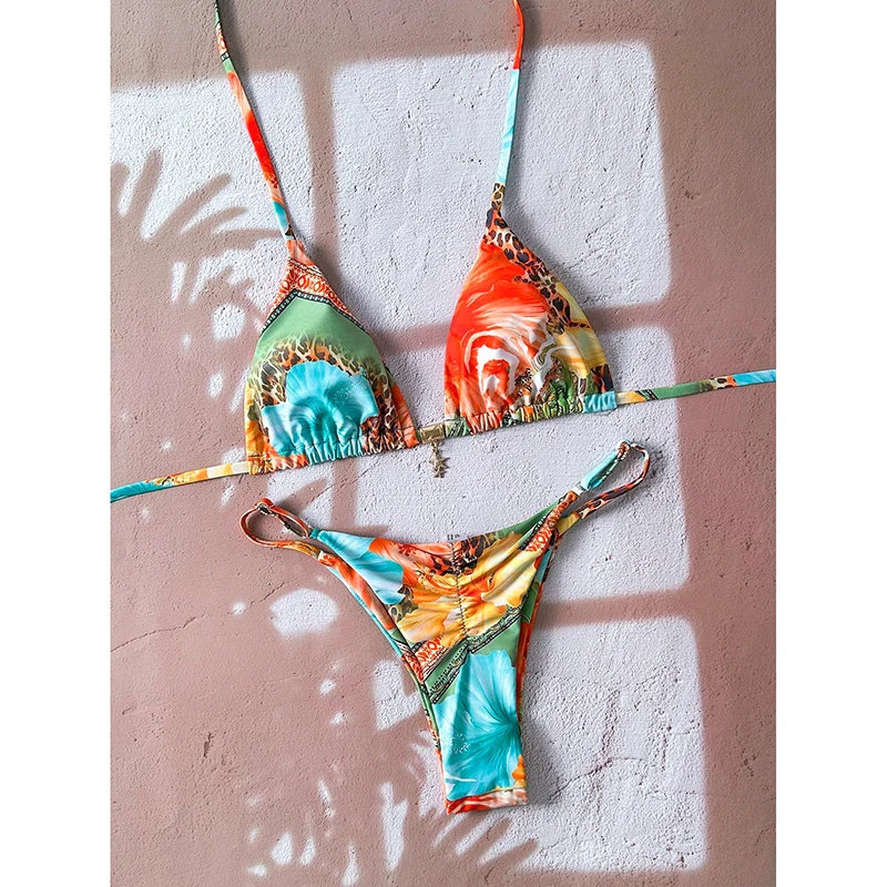 Micro bikini pour femmes, maillot de bain deux pièces, vêtements de bain pour femmes, maillot de bain 2026, sexy, imprimé léopard, push-up, string, ensembles de bikinis, vêtements de plage, été