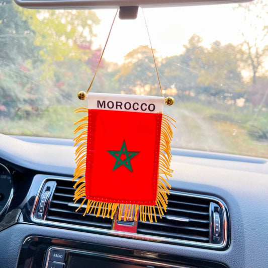 10x14 cm decoración para ventana de coche Poliéster Argelia/Marruecos banderín colgante banderas marroquíes Mini banderín