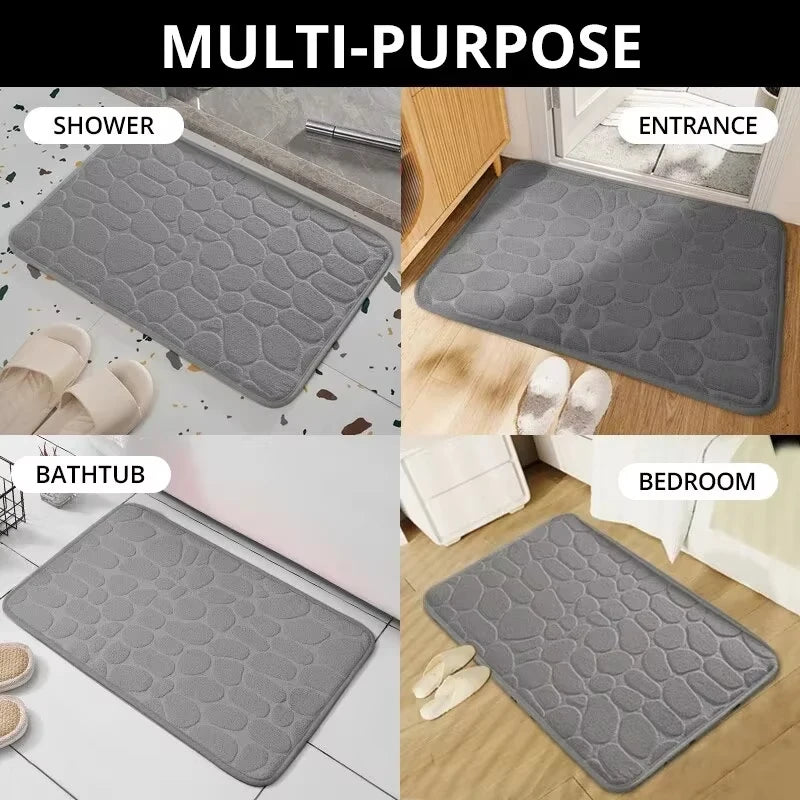 Alfombra de terciopelo gofrado de espuma viscoelástica, 1 pieza, antideslizante, para baño, sala de estar, alfombrilla de suelo pavimentada, decoración del hogar