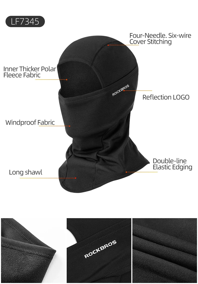 ROCKBROS masque complet chaud hiver écharpe cagoule casque doublure pêche ski randonnée vélo masque coupe-vent respirant couvre-chef