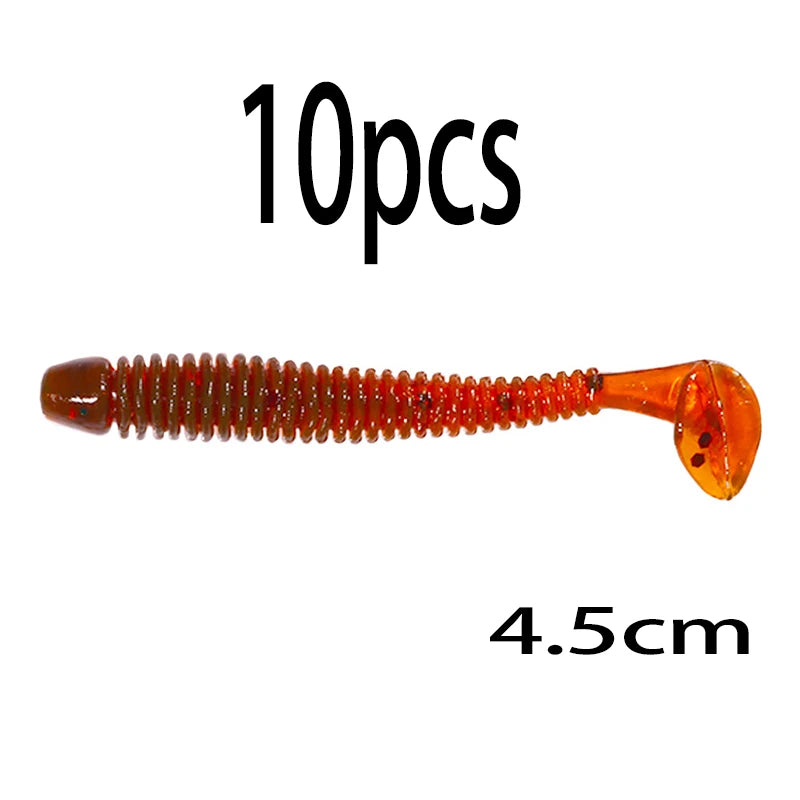 Leurre souple en silicone 4,5 cm avec queue en T — nageur, pêche carpe, black-bass, brochet