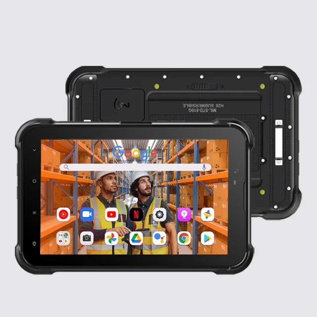 Tablette Android 12 robuste 8 pouces — 1000 nits, NFC, scanner codes-barres, 4G, grande batterie 8000mAh