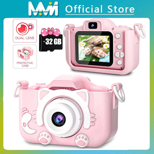 Cámara de vídeo digital para niños, súper bonita, HD 1080P, 2.0 pulgadas, con fundas de silicona, juguetes para Navidad