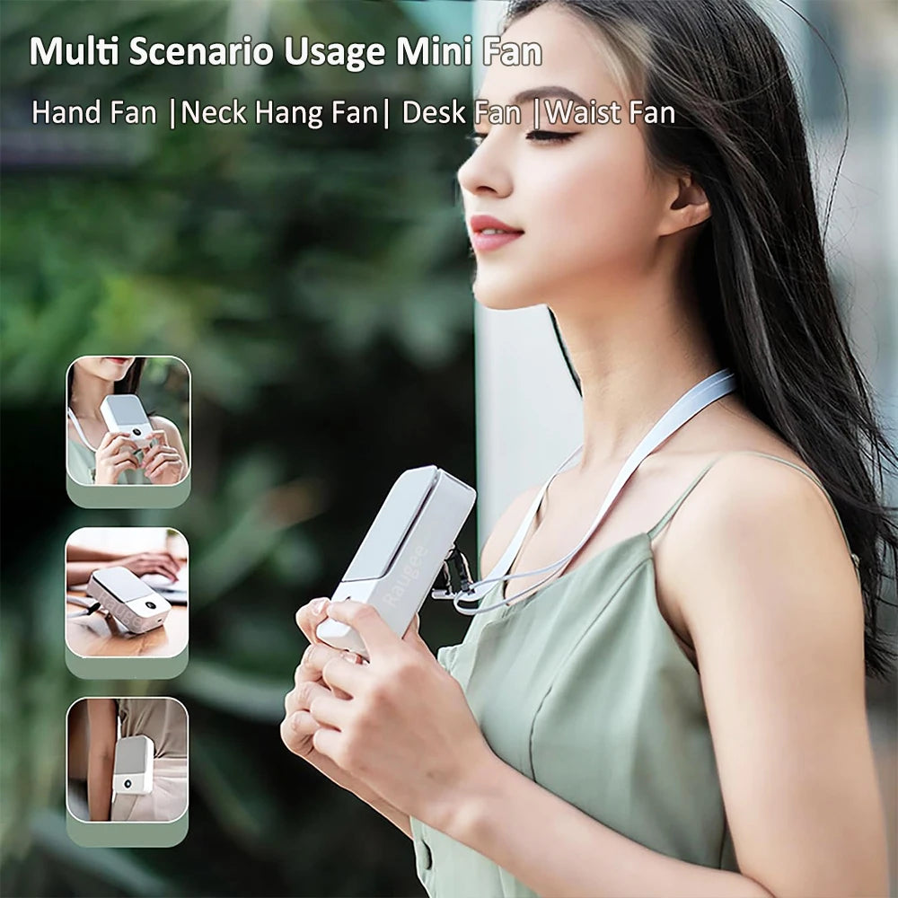 Mini ventilateur de cou portable sans lame, refroidisseur d'air, USB, 2000mAh, 3 vitesses