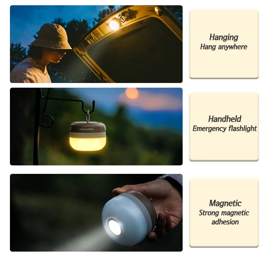 Naturehike – outils d'extérieur, lampes de camping, lampe de poche portable pour randonnée, lampe de tente, étanche IP44, lampes magnétiques, 5 effets d'éclairage