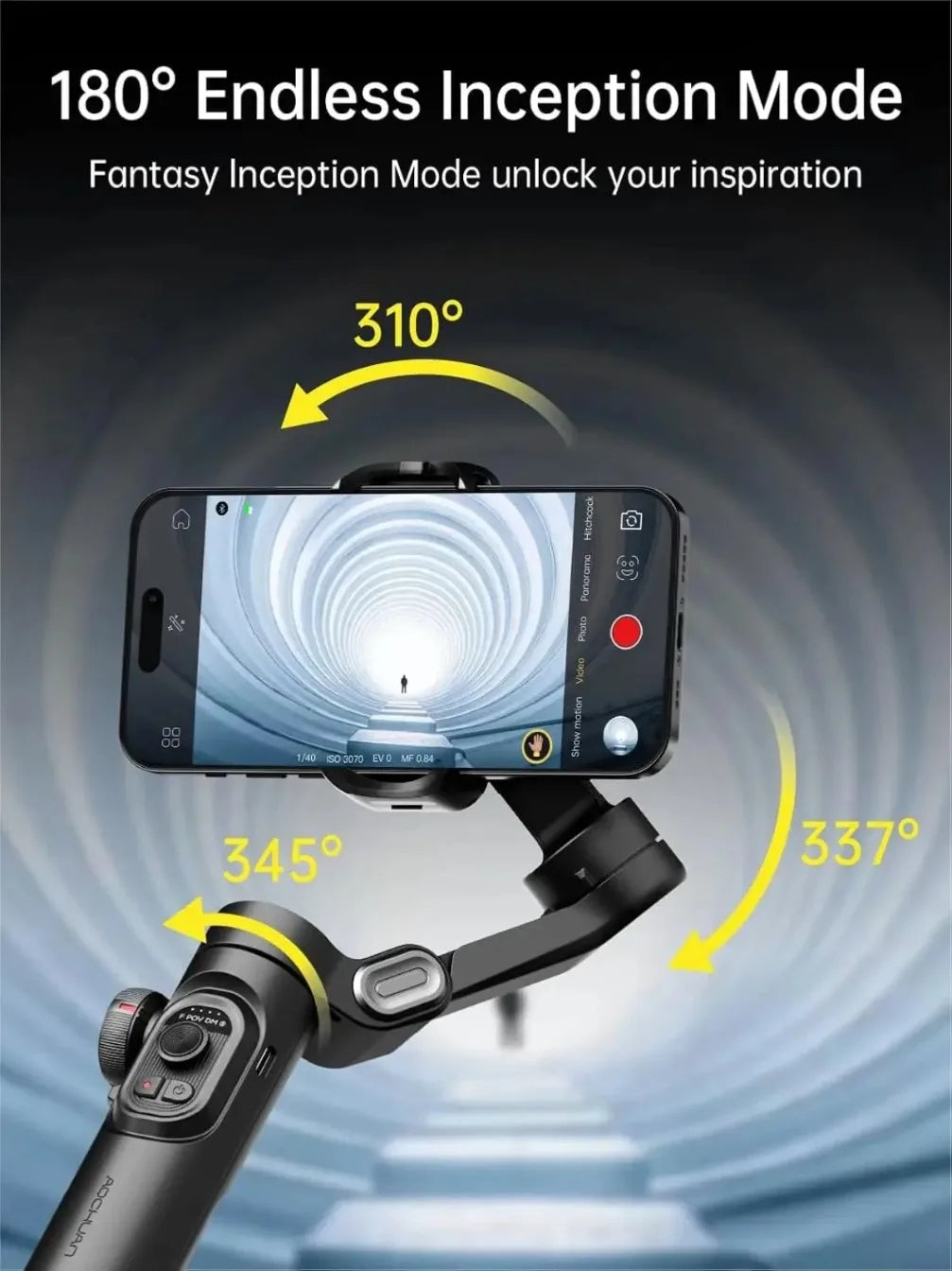 Stabilisateur Cardan Smartphone 3 Axes Pliable — Roue Mise au Point Vlog