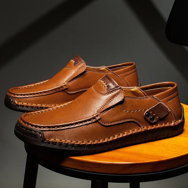 Men's Leather Loafers, Italian Driving Shoes, Breathable, Handmade, Casual