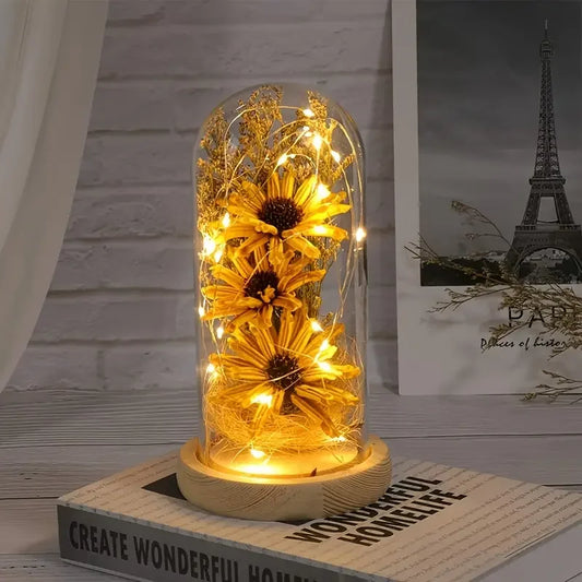 Breton glass artificial sunflowers with LED strip for women, sunflower gifts, sunflower decor, Mother's Day, Leon's Day