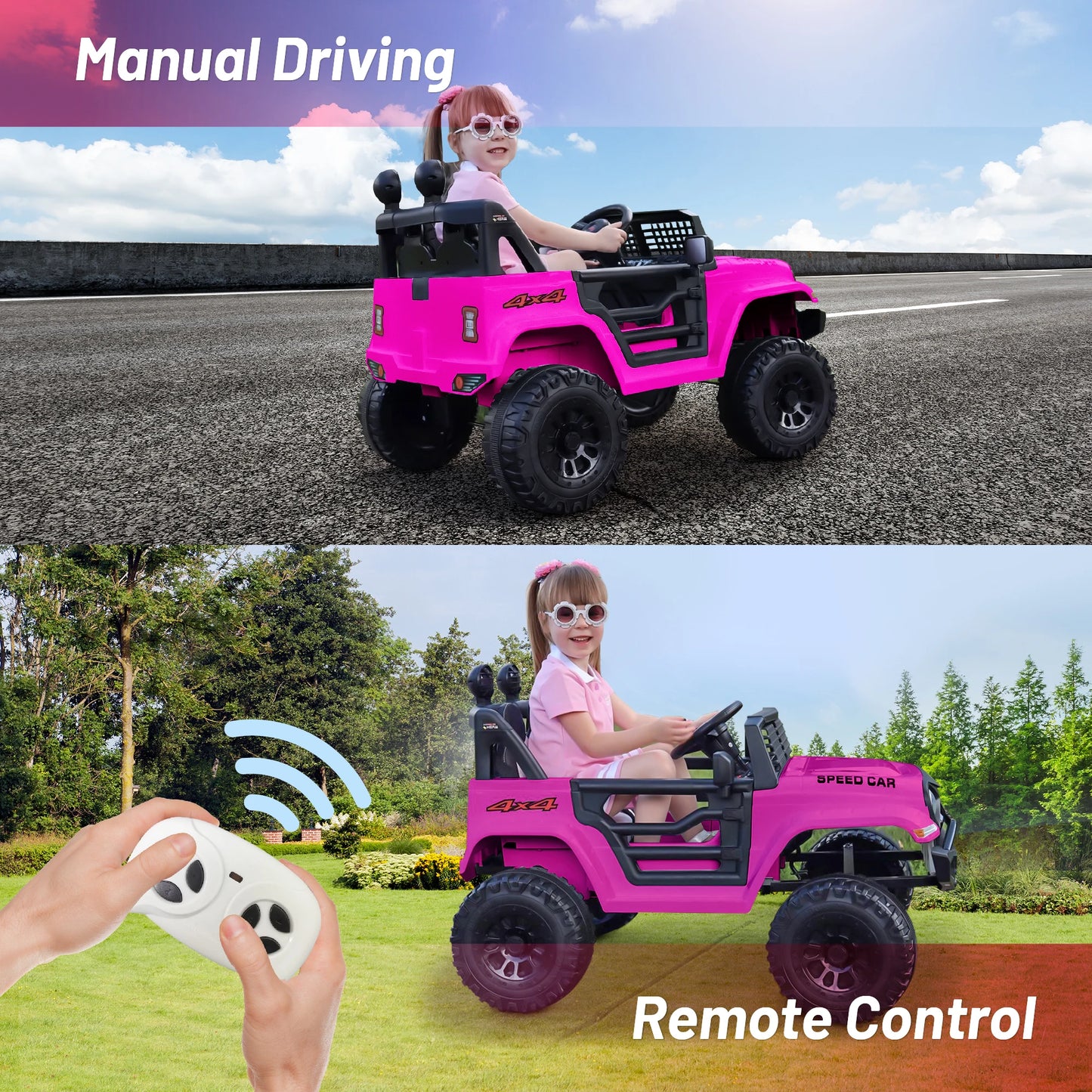 Voiture Électrique 12V Enfants — 3 Vitesses Réglables Bluetooth Télécommande Parent