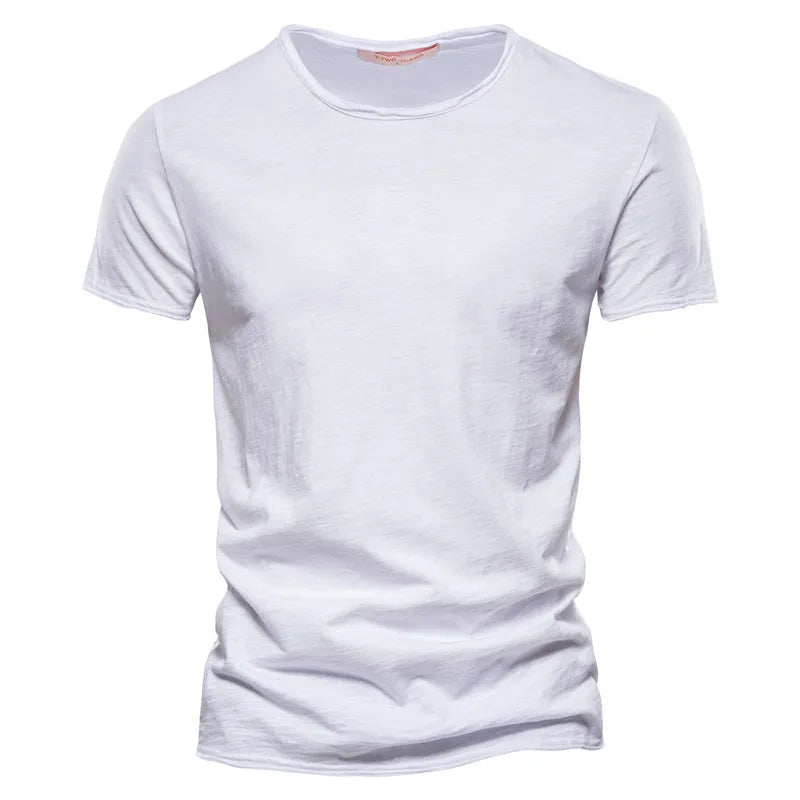 Camiseta de algodón 100% para hombre, casual, suave, para fitness, de verano, delgada, camisetas para hombre, ropa para el hogar, cuello redondo, manga corta, camiseta sólida para hombre