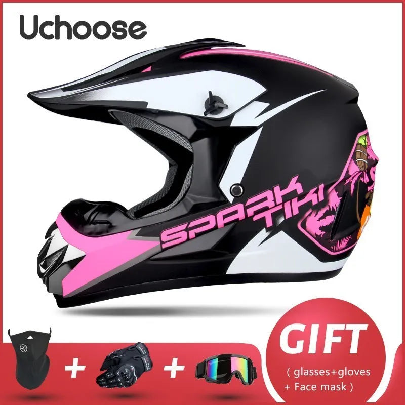 Casque de moto tout-terrain professionnel pour adultes et enfants, casque de moteur de course DOT de descente, cadeau gratuit