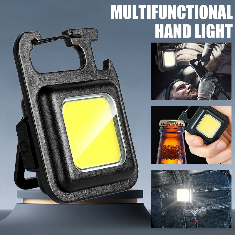 MINI linterna de llavero COB superbrillante, lámpara de carga, luces de camping con imán, 3 modos de iluminación para camping y hogar