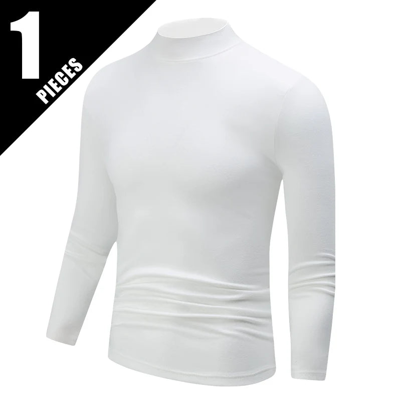 Haut Col Semi-Haut Manches Longues Homme — Sport Fitness Chaud Automne Hiver