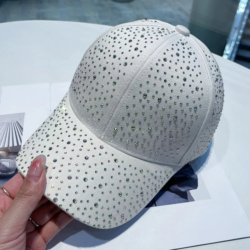 Gorra de béisbol de strass para hombres y mujeres, de algodón, diamantes, Snapback Hip Hop, visera exterior, sombreros para el sol