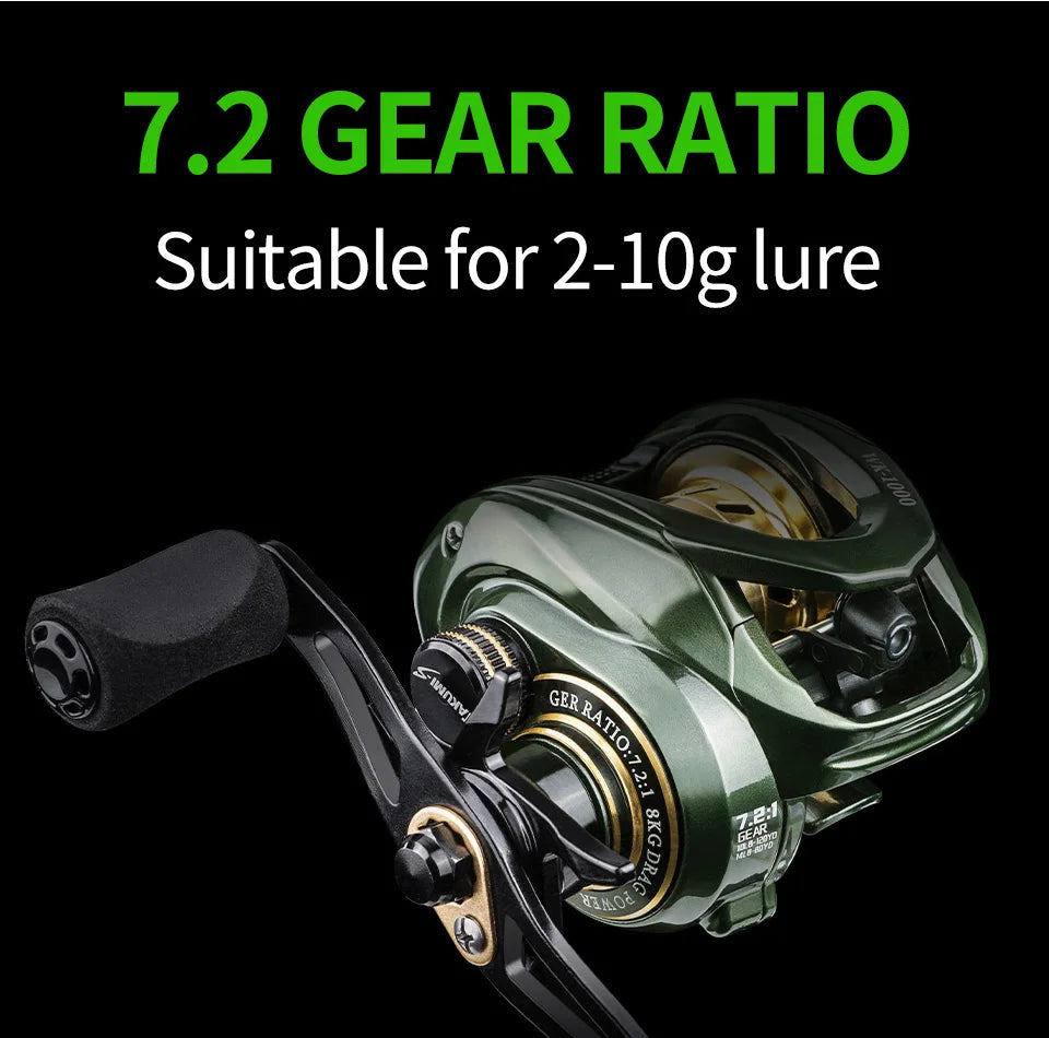 LINNHUE Baitcasting moulinet de pêche Micro poisson WK1000 moulinet traînée maximale 8kg rapport de vitesse 7.2:1 moulinet de pêche marchandises accessoire