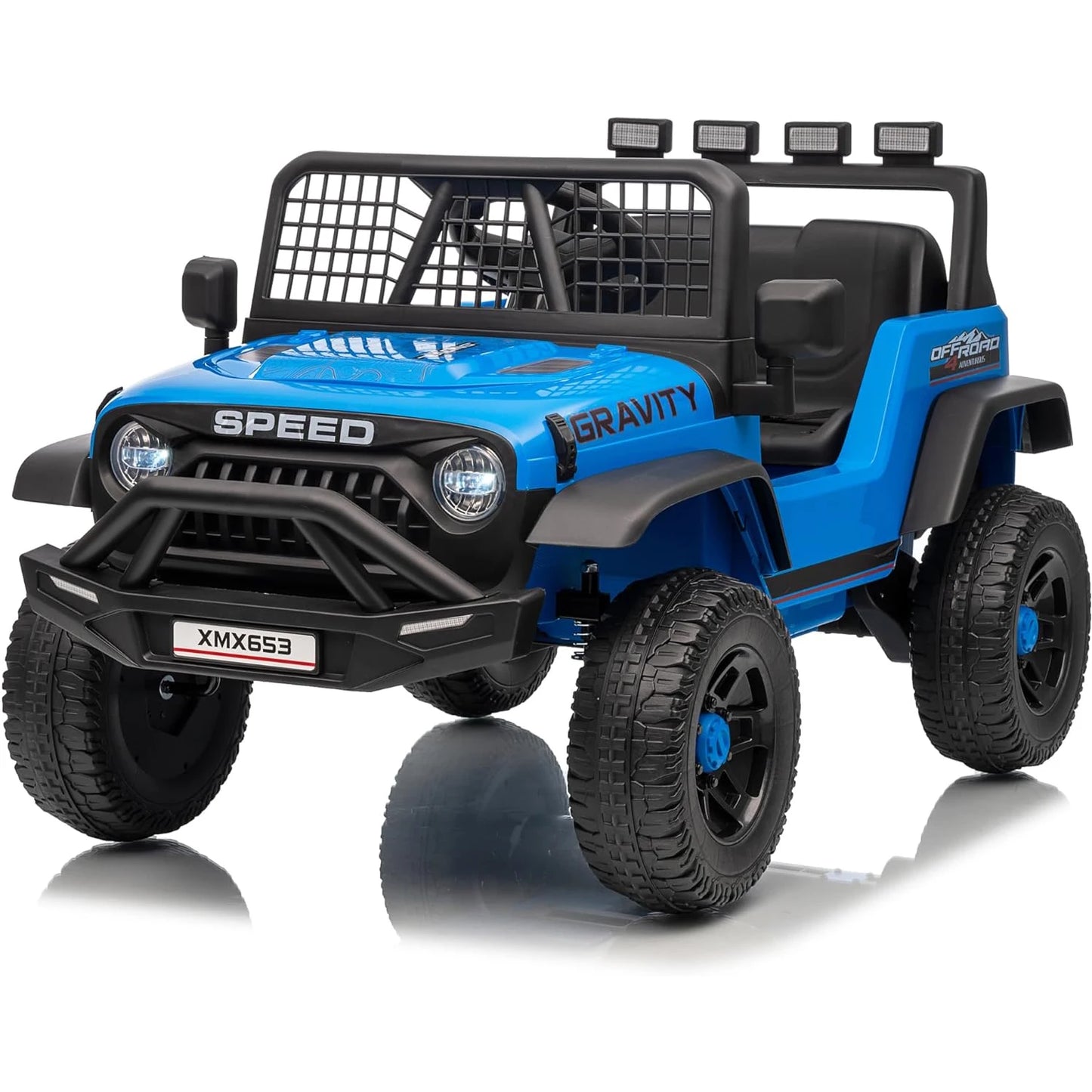Coche camión para niños de 12V con control remoto parental, 3 velocidades, freno de emergencia, luces LED, música y bocina, vehículos eléctricos para niños