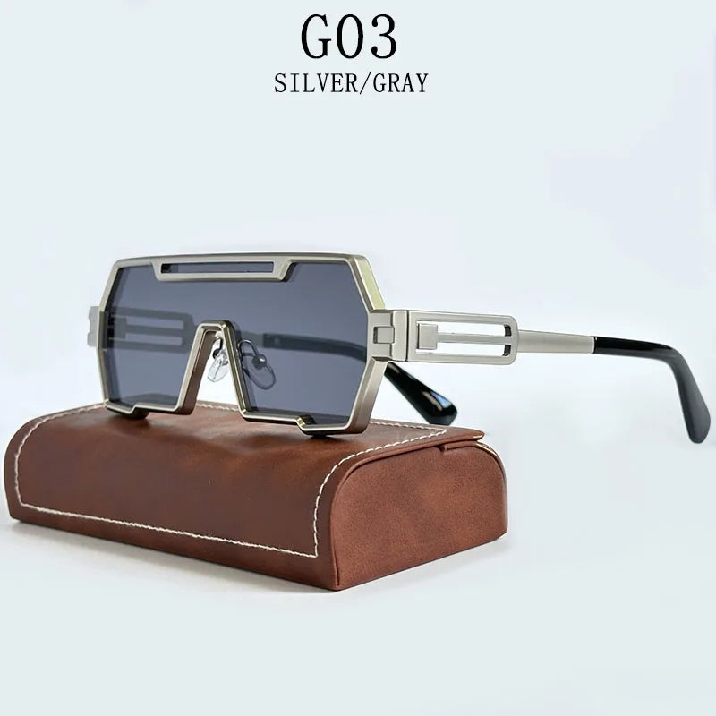 Men's Heavy Metal Steampunk Sunglasses Square Vintage Punk Retro Fashion Eyewear Gafas De Sol Hombre Lunette De Soleil Homme