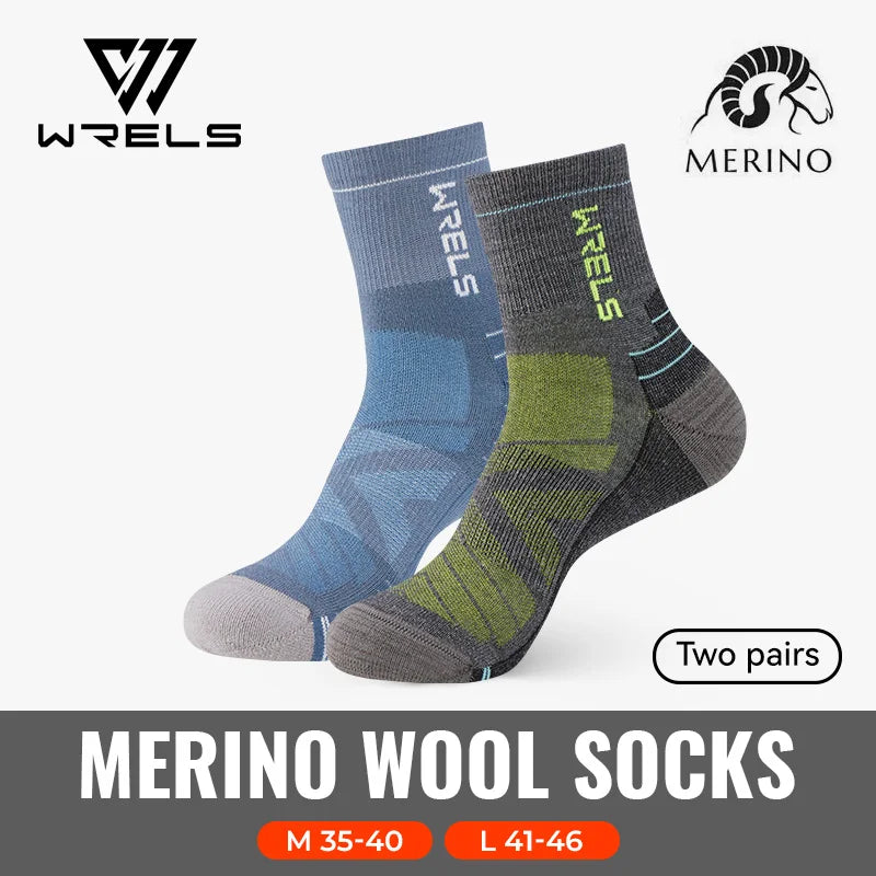 WRELS 1/2/3 paires chaussettes en laine mérinos thermique chaud hiver haute élastique épais chaussettes de randonnée Absorption d'humidité chaussettes de sport en laine